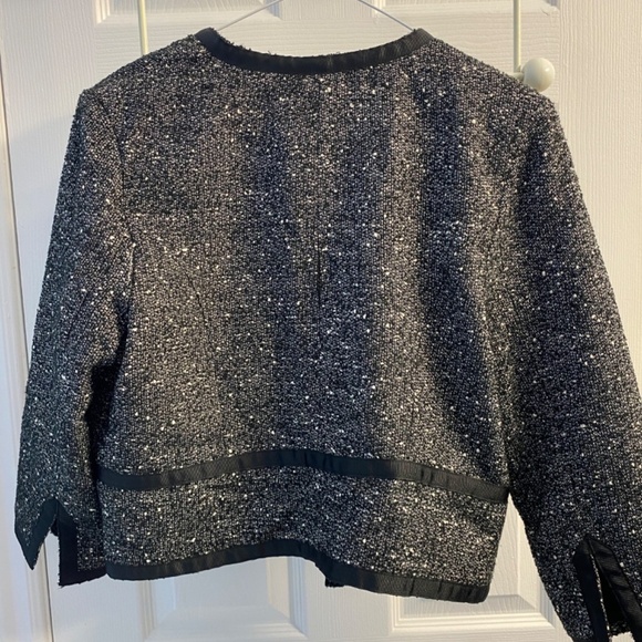 Arden B Tweed Jacket Size Large Two Front Pockets Light Jacket Fall Black White - Picture 9 of 14